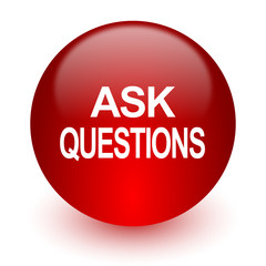 ask questions red computer icon on white background
