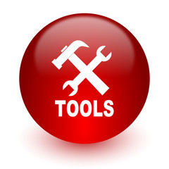 tools red computer icon on white background