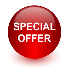 special offer red computer icon on white background