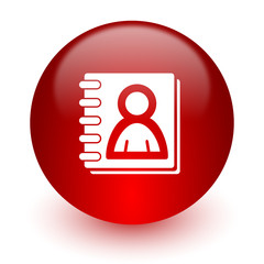 address book red computer icon on white background