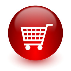 cart red computer icon on white background
