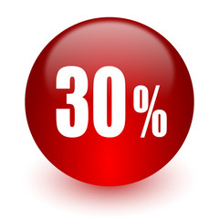 30 percent red computer icon on white background