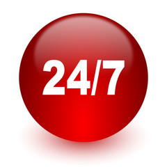 24/7 red computer icon on white background