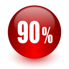 90 percent red computer icon on white background