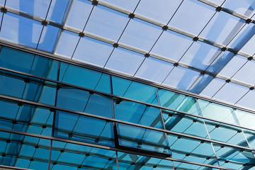 The glass roof of the station in sunlight