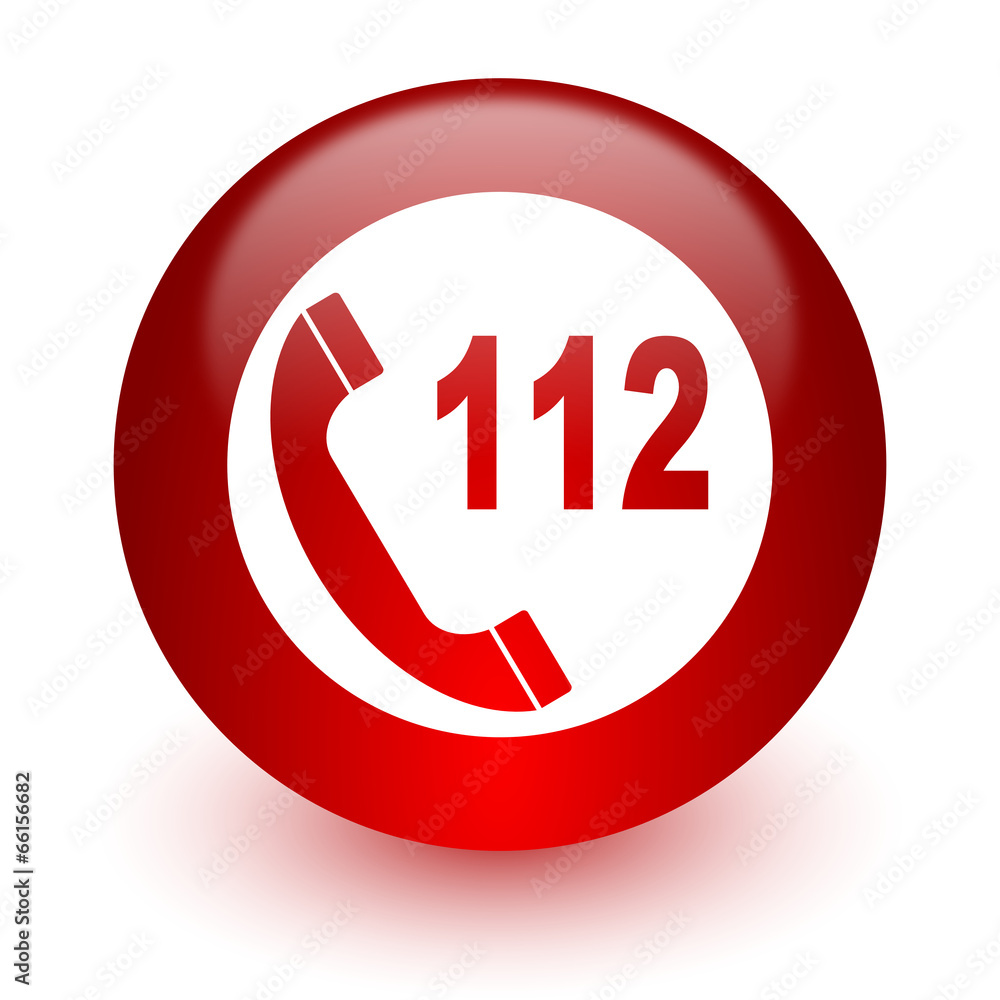 Poster emergency call red computer icon on white background