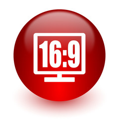 16 9 display red computer icon on white background