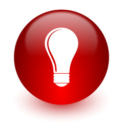 bulb red computer icon on white background