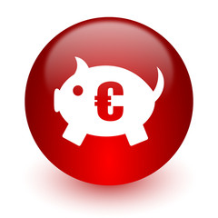 piggy bank red computer icon on white background