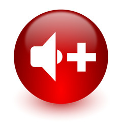 Fototapeta premium speaker volume red computer icon on white background