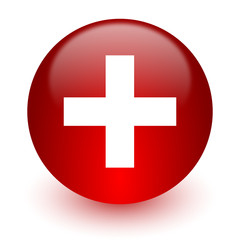 plus red computer icon on white background