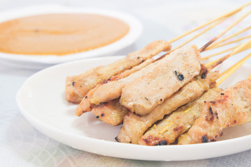 Traditional Thai style grilled pork , Moo Satay