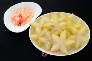 sliced starfruit on the dish