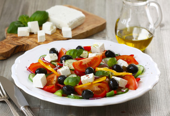 Greek salad with Feta cheese and olives