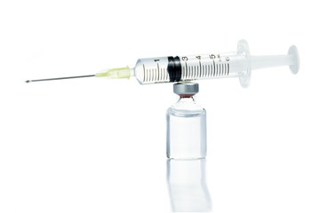 Glass Medicine Vial botox or flu with medical Syringe