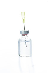 Glass Medicine Vial botox or flu with medical Syringe