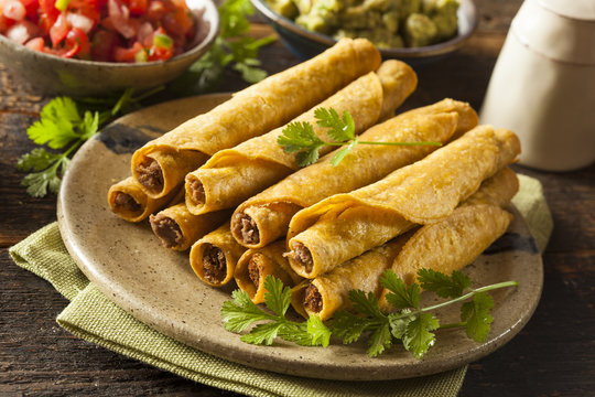 Fototapeta Homemade Mexican Beef Taquitos