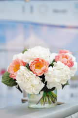 White and red flowers bouquet
