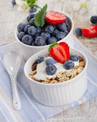 Muesli and yogurt with fresh berries