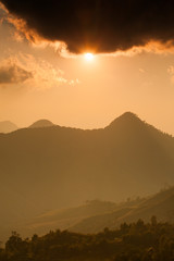 sunset over mountains in Nan ,Thaialnd