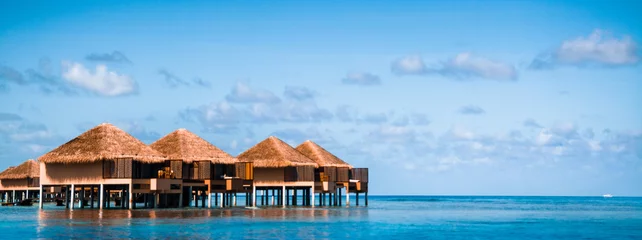 Fototapete Bora Bora, Französisch-Polynesien Over water bungalows with steps