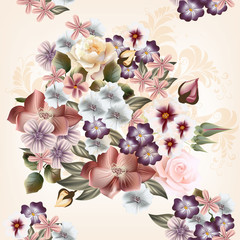 Fototapety  Floral  seamless pattern in watercolor style with flowers
