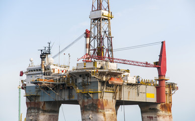 Gas and oil rig platform in the port of Tenerife. Spain
