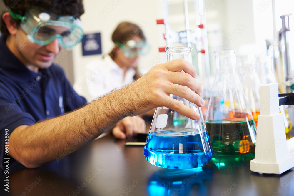 Wall mural pupils carrying out experiment in science class
