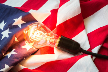 Light bulb on USA flag