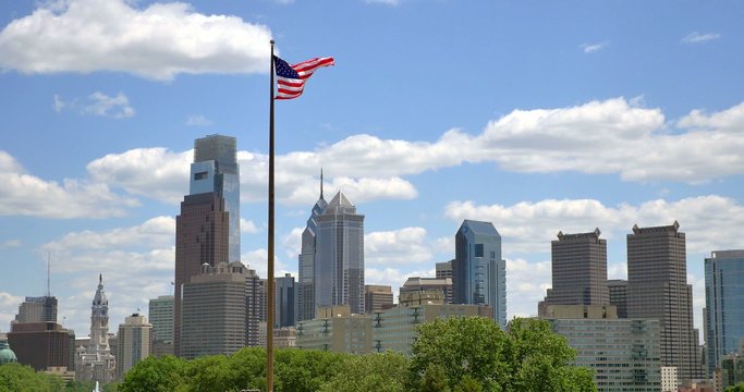 4K American flag stars and stripes  floating