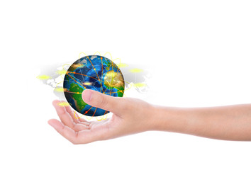 Hand hold earth of social network (Elements of this image furnis