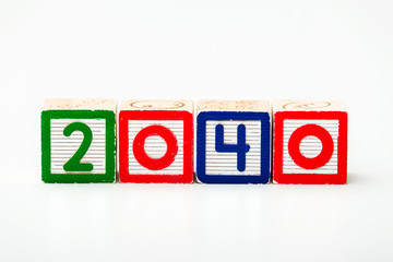 Wooden block for year 2040