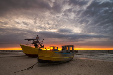 fishing boats on the coast of the Baltic Sea