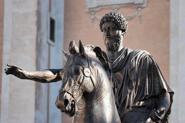 Naklejka premium Statua Marco Aurelio, Rzym, Włochy