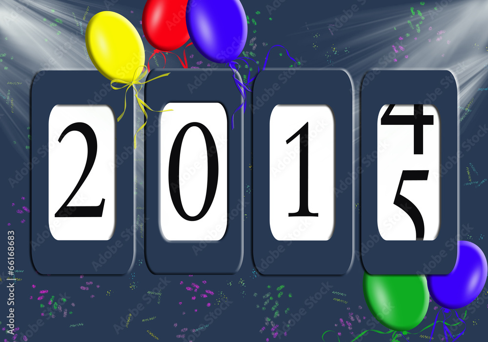Wall mural New Year 2015 Odometer with balloons - Wall murals
