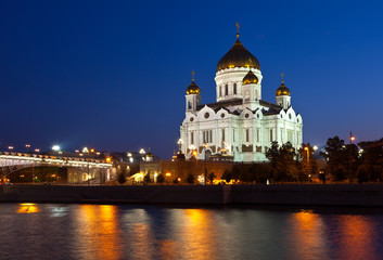 Fototapeta na wymiar Christ the Savior Cathedral in night, Russia