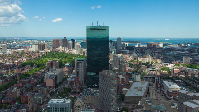 Aerial timelaspe of Boston skyline - Massachusetts - USA