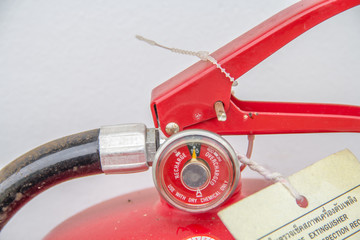 Fototapeta premium Chemical fire extinguisher isolated on white background, with cl