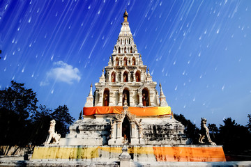 Naklejka premium Vintage white old pagoda in Wat Chedi Liam, chiangmai thailand