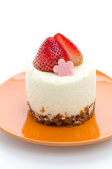Strawberry cheesecake isolated on white background