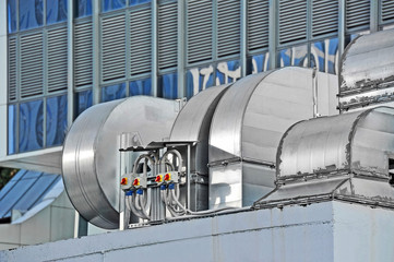 Industrial air conditioning and ventilation systems on a roof
