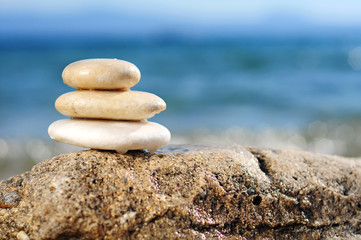 Zen stones on the beach