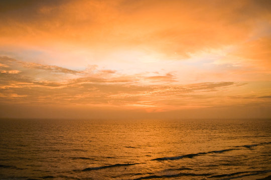 Tranquil sunset over seascape