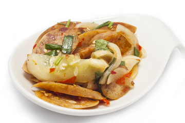 sausages and vegetables salad