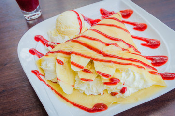 Strawberry crepe dessert