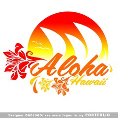 Fototapeta na wymiar aloha, hawaii, leaves, hibiscus, floral, illustrations