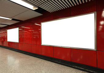 Blank Billboard in metro subway station