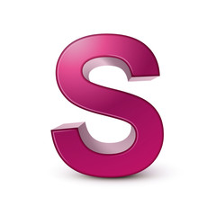 3d alphabet pink S