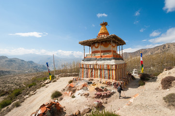 Buddhist stupa, Upper Mustang, Nepal - obrazy, fototapety, plakaty