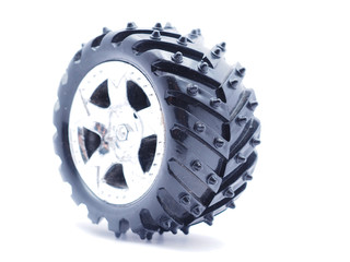 Car wheel on white background